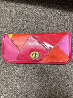 Vintage Y2K COACH Lila Patchwork PINK multicolor Clutch wallet pouch 12800